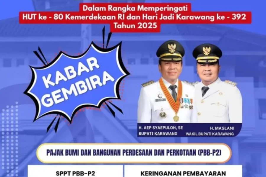 Pemkab Karawang Berikan Diskon dan Bebas Denda PBB-P2 hingga September 2025